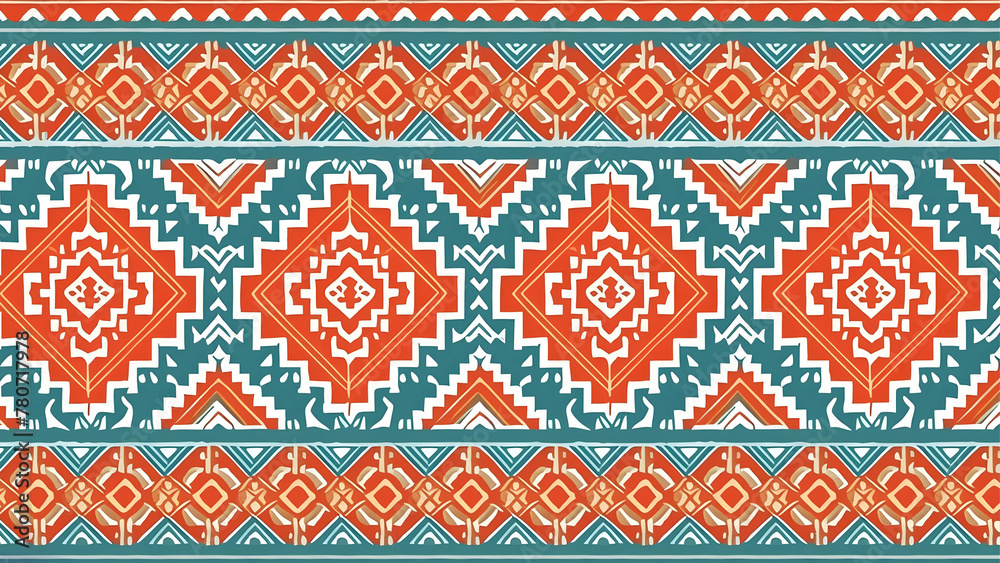 Seamless Ethic Pattern Tribal Motifs Inspired by African and Nomadic Carpets and Rugs. Can be used as background, backdrop, textiles or illustration vector.