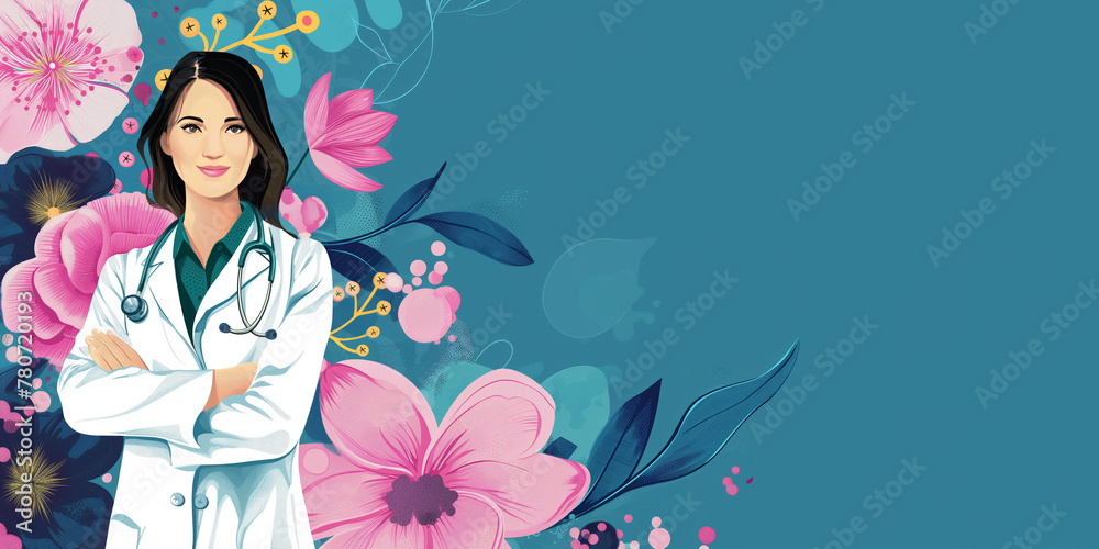 Female doctor, feminine background. Concept: gynecology clinic, Medical background, perfect for health care, medicine, clinic, gynecologist or hospital website. Female doctor, feminine background. Concept: gynecology clinic, Medical background, perfect for health care, medicine, clinic, gynecologist or hospital website.