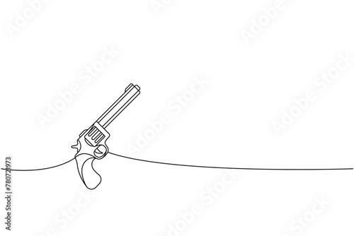 Revolver one line continuous drawing. Various modern weapons continuous one line illustration. Vector linear illustration