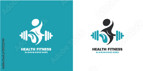 Health and fitness logo with gym, yoga, sports and fitness business logo.