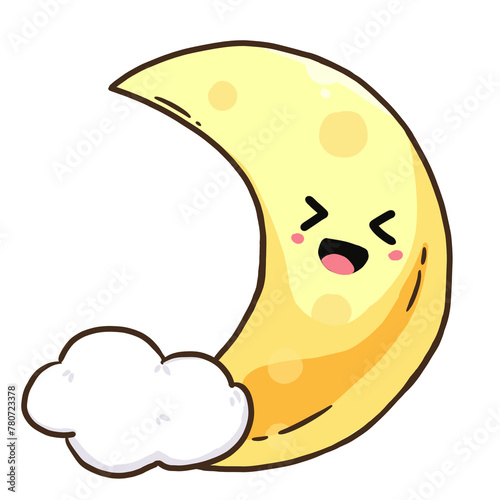 Smile moon with cloud in the night time for nusery illustration photo