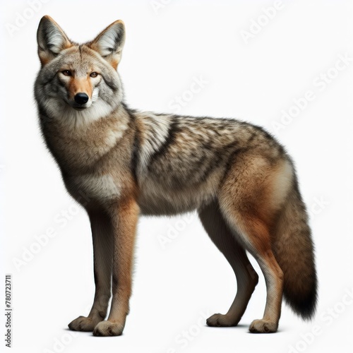 Image of isolated coyote against pure white background, ideal for presentations 