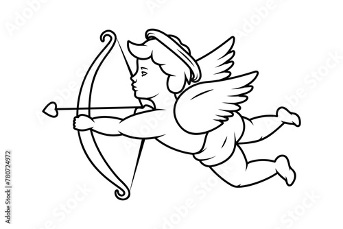 Cute cupid. Angel with a wings. Valentine's day. Vector illustration.