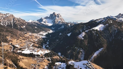 Scenic view of the Dolomite Alps on a sunny winter day. Veneto region, Italy photo