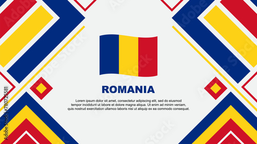 Romania Flag Abstract Background Design Template. Romania Independence Day Banner Wallpaper Vector Illustration. Romania Flag