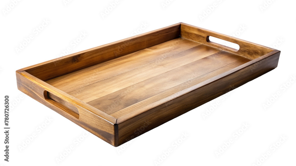 Empty wooden tray isolated on transparent background Empty wooden tray isolated on transparent background