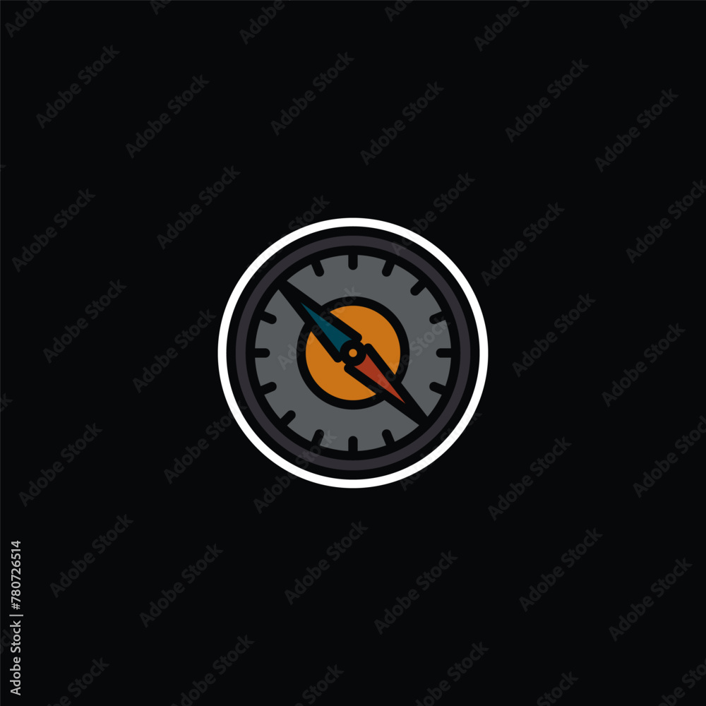 Original vector illustration. The contour icon is a hiking compass. Original vector illustration. The contour icon is a hiking compass.