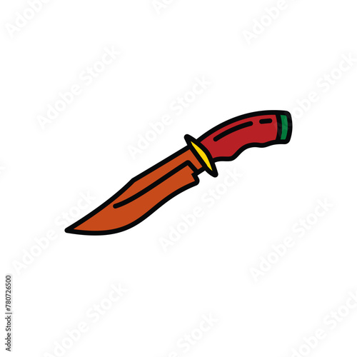 Original vector illustration. Contour icon of a camping knife.