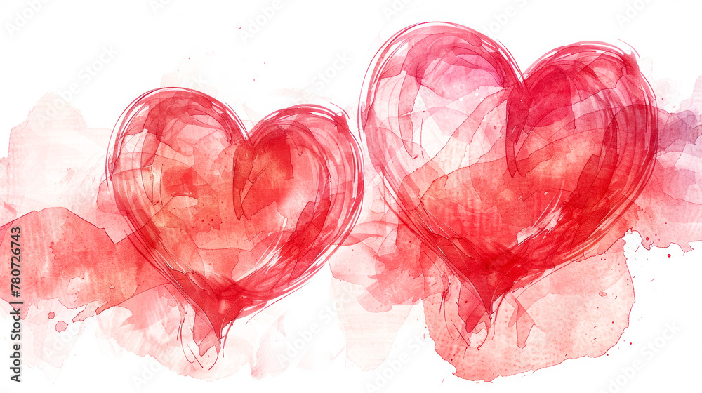 valentine's day frame, invitation, watercolor style, white background, valentine's day