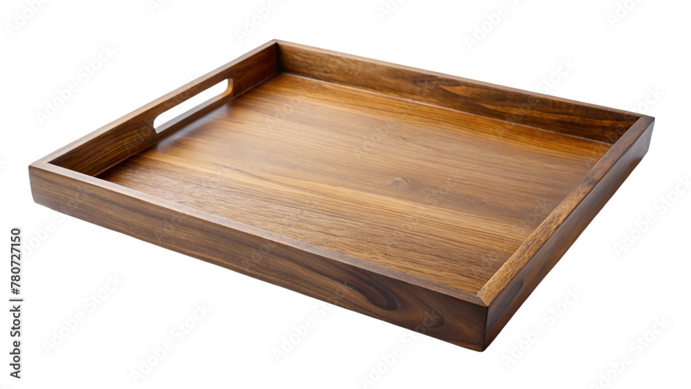 Empty wooden tray isolated on transparent background Empty wooden tray isolated on transparent background