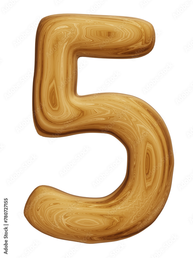 Wooden number 5 for math, education and business concept