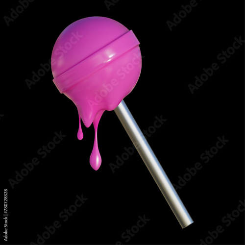 Pink liquid candy Y2k. A melting ball of glitter with a smooth plastic texture. Vector illustration of 3D candies.
