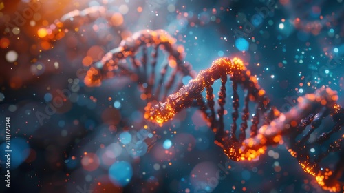 Vibrant DNA Helix in Blue Biotechnology Background