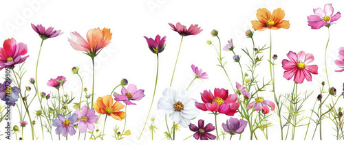 Wallpaper Mural Seamless Watercolor Floral Border with Red, Blue, and Yellow Flowers Torontodigital.ca