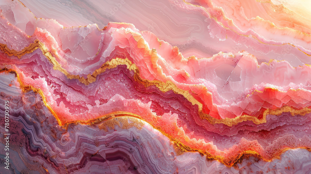 A luxurious fusion of pink hues and gold veins, embodying the natural elegance of agate stone. A luxurious fusion of pink hues and gold veins, embodying the natural elegance of agate stone.