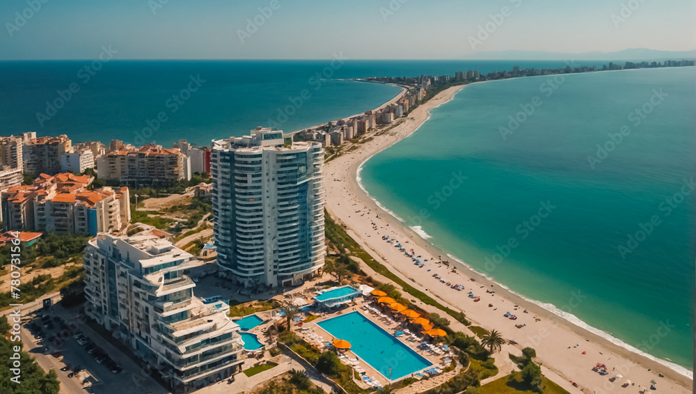 Durres Albania magnificent resort, sunny day coastline