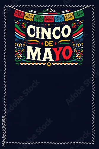 Cinco de Mayo Festive Banner with Traditional Papel Picado, Bold Typography - Perfect for Web, Events, and Graphic Templates with Ample Copy Space