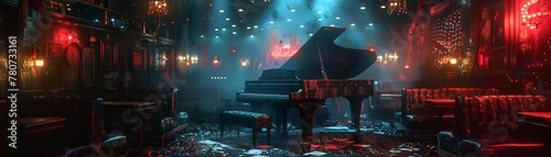 Atmospheric jazz cafe with live performances, cultural, music, nightlife, hyper realistic photo
