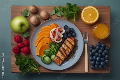 Healthy food on a light background. The concept of proper nutrition. View from above. Flat layout.