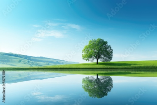 Solitary tree reflected in water © BetterPhoto