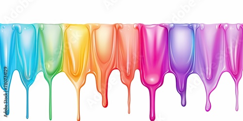 Colorful paint dripping on white background