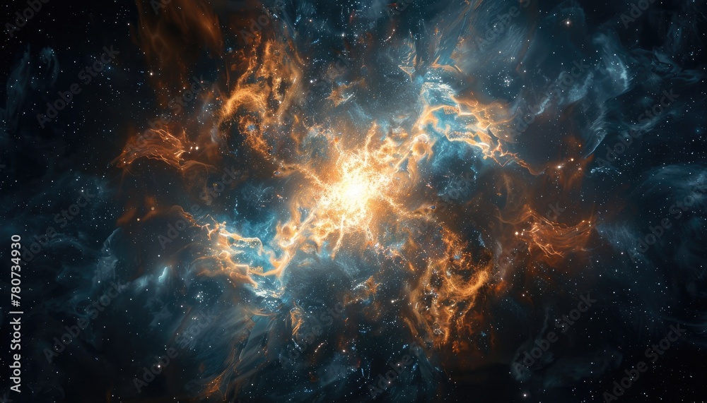 A bright orange and blue star in the sky by AI generated image A bright orange and blue star in the sky by AI generated image