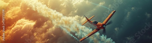 Dynamic airshow with stunt planes, thrilling, aviation, entertainment, cinematic photo