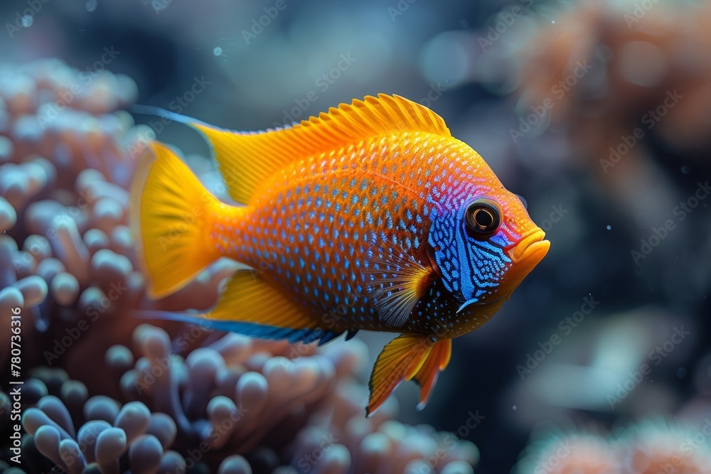 The vint colors of a tropical fish, darting through the coral reef with effortless grace and beauty The vint colors of a tropical fish, darting through the coral reef with effortless grace and beauty