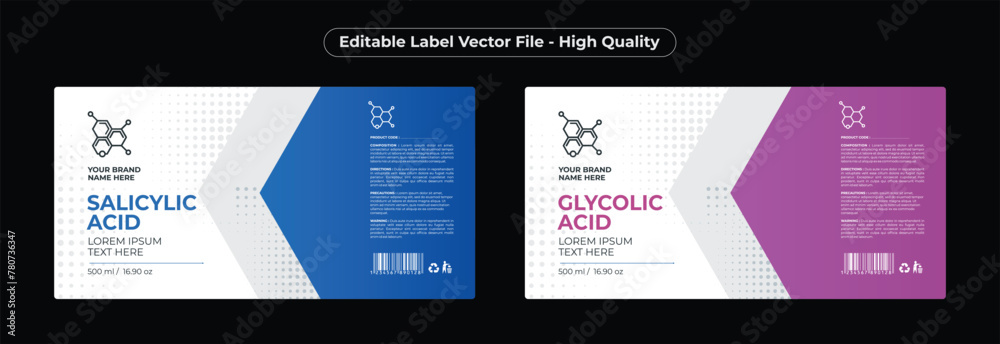Salicylic acid peel label design glycolic acid label design cosmetic Salicylic acid peel label design glycolic acid label design cosmetic