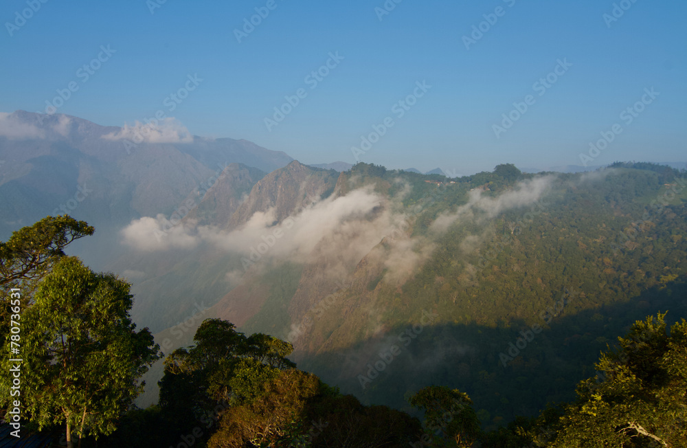 Dramatic view of the mountain range in the morning