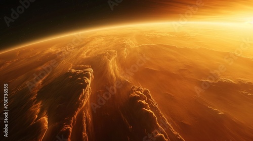 Sunrise Over the Horizon of a Fiery Planet photo