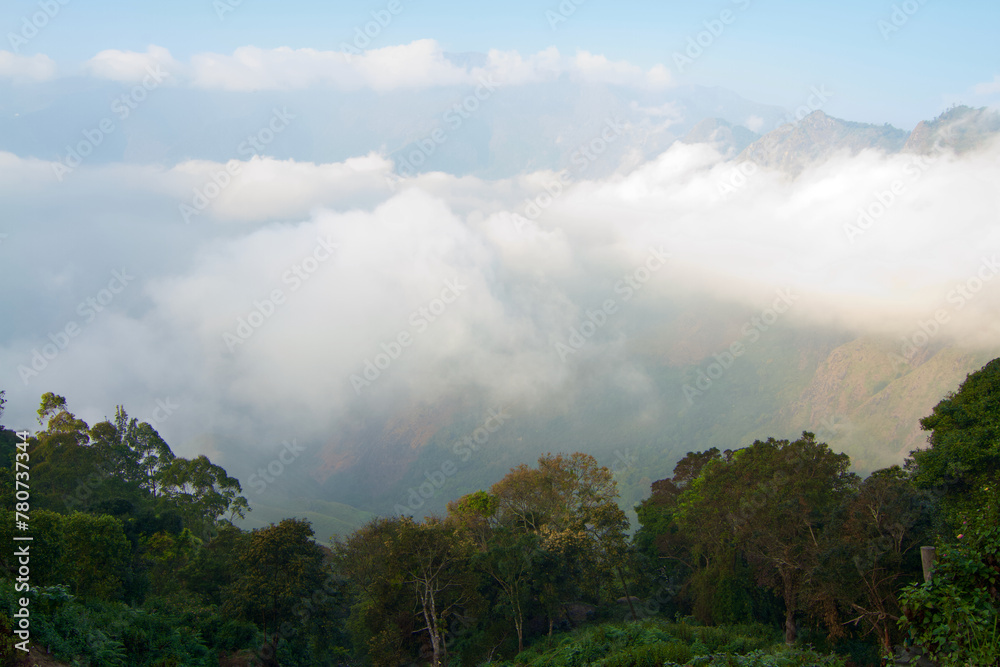 Dramatic view of the mountain range in the morning