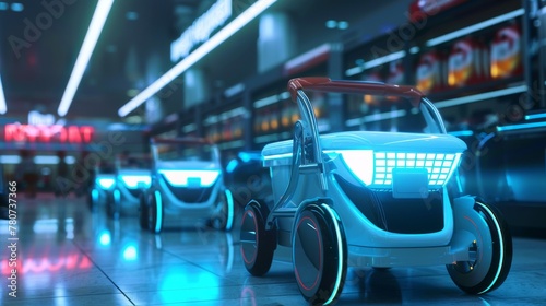 Futuristic shopping carts w...