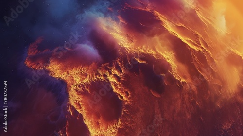 Fiery Surface and Atmosphere of a Volcanic Planet photo