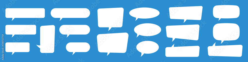 Set of speech bubbles. Speak bubble text, cartoon chatting box, message box. Blank empty white speech bubbles. Set of speech bubbles. Speak bubble text, cartoon chatting box, message box. Blank empty white speech bubbles.