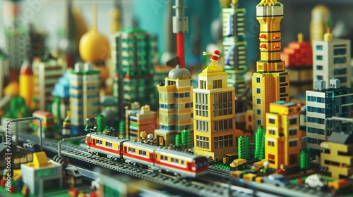 eastern city in building blocks, panoramic view