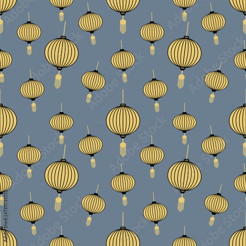 Japanese fabric patterns, golden lanterns, goldfish, koi fish, auspicious fish and ocean waves.