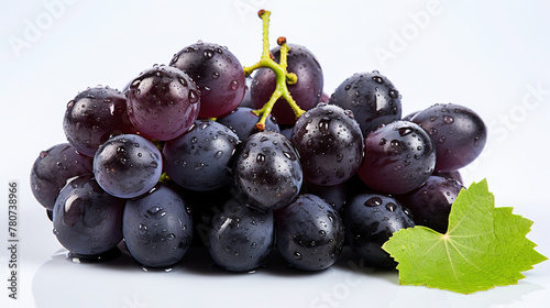 A Group of Fresh Black Grape Fruit On Isolated White Background photo