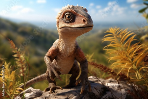 Baby dinosaur in prehistoric landscape © lattesmile