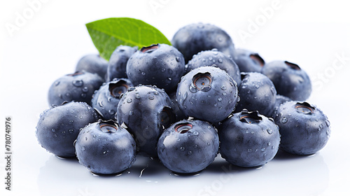 A Pile of Fresh Blue Berry Fruit On Isolated White Background