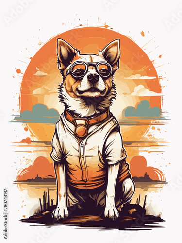 Suave Dog with Eyewear in Evening Sun