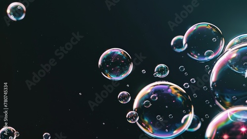 Soap bubbles shimmering with colorful reflections.
