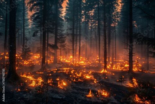 Catastrophic forest inferno sweeps across the landscape