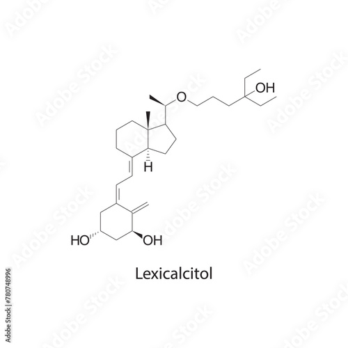 Lexicalcitol flat skeletal molecular structure Vitamin D agonist drug used in Vitamin D deficiency treatment. Vector illustration scientific diagram.