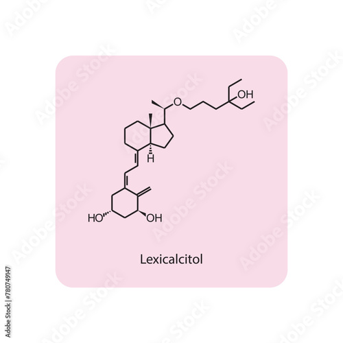 Lexicalcitol flat skeletal molecular structure Vitamin D agonist drug used in Vitamin D deficiency treatment. Vector illustration scientific diagram.