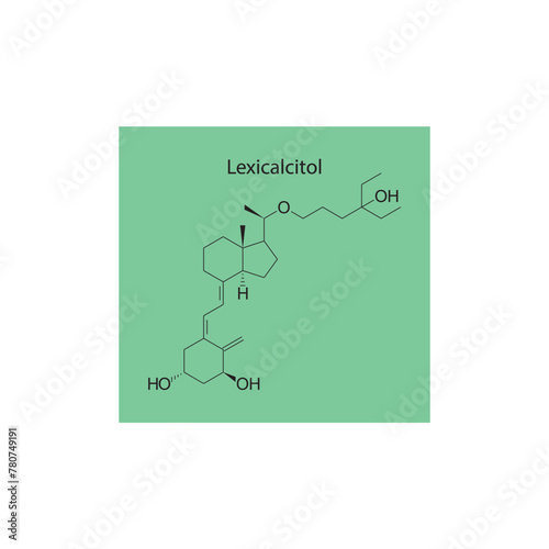 Lexicalcitol flat skeletal molecular structure Vitamin D agonist drug used in Vitamin D deficiency treatment. Vector illustration scientific diagram.
