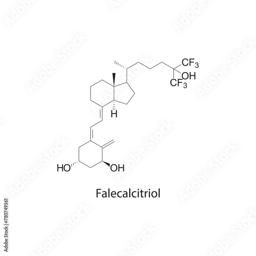 Falecalcitriol flat skeletal molecular structure Vitamin D agonist drug used in Secondary hyperparathyroidism treatment. Vector illustration scientific diagram.
