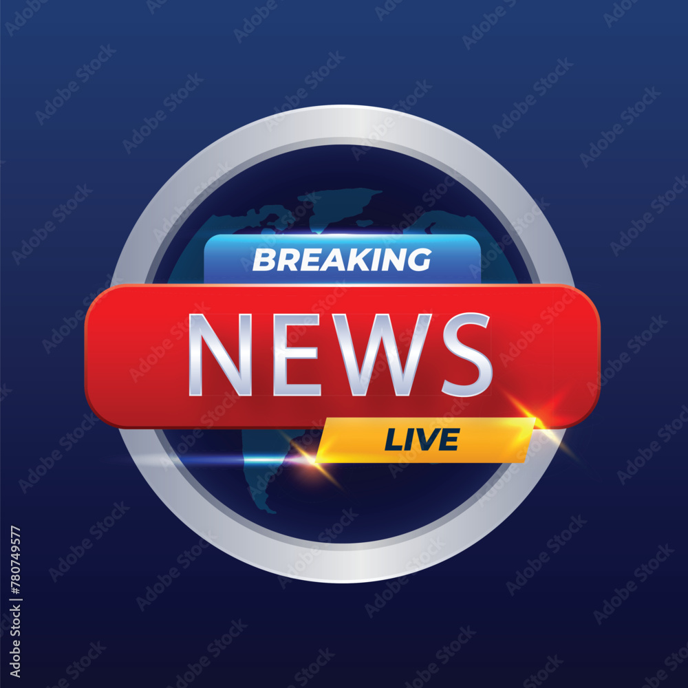 Breaking news live logo and label design vector