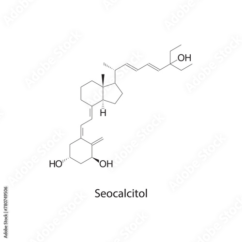 Seocalcitol flat skeletal molecular structure Vitamin D agonist drug used in Cancer treatment. Vector illustration scientific diagram.