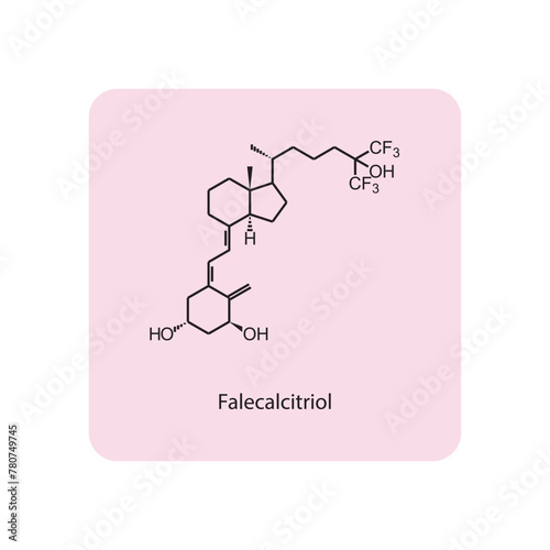 Falecalcitriol flat skeletal molecular structure Vitamin D agonist drug used in Secondary hyperparathyroidism treatment. Vector illustration scientific diagram.